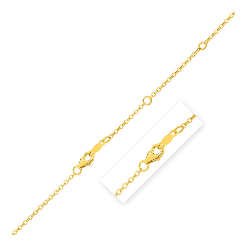 Double Extendable Cable Chain in 14k Yellow Gold (1.40 mm) 14K yellow gold cable chain with 1.40 mm alternating oval links