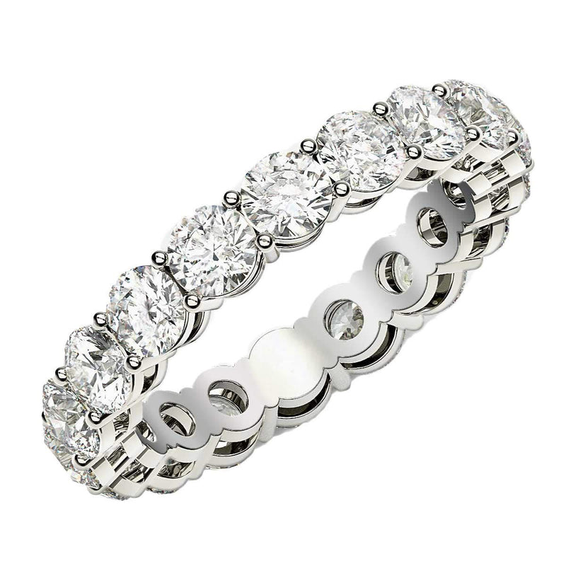 Round Cut Lab Grown Diamond Eternity Ring in 14k White Gold (2 cttw FG/VS2) 14K white gold eternity ring with round diamond stones set in a full circle