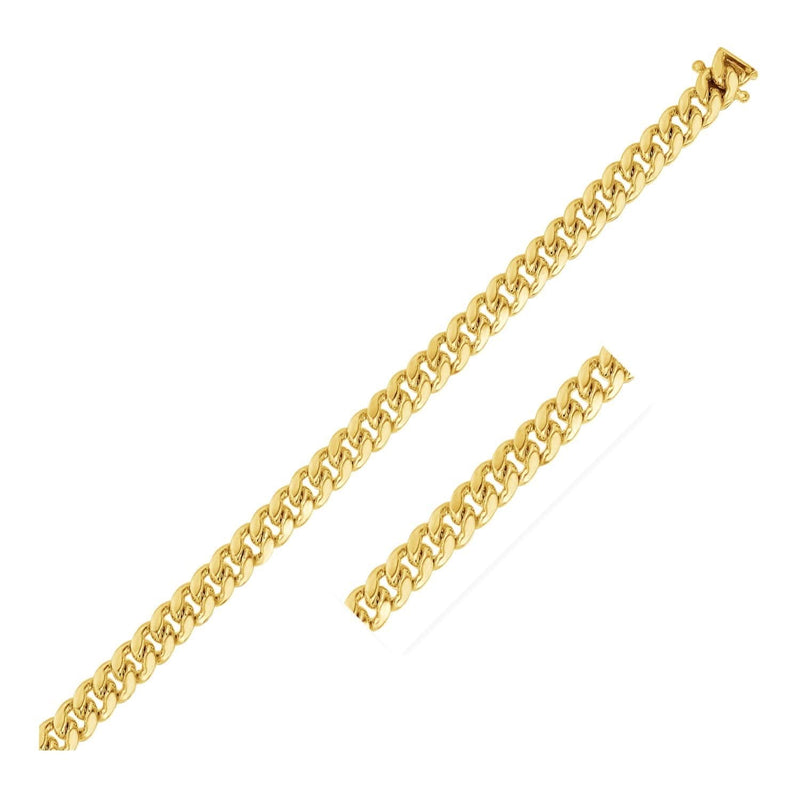 10k Yellow Gold Classic Miami Cuban Solid Bracelet (5.00 mm) 10K yellow gold Miami Cuban link bracelet, 5 mm solid chain with box clasp