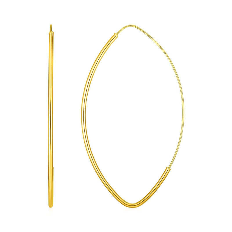 14k Yellow Gold Polished Long Marquise Motif Earrings 14K yellow gold ring with long marquise motif polished band