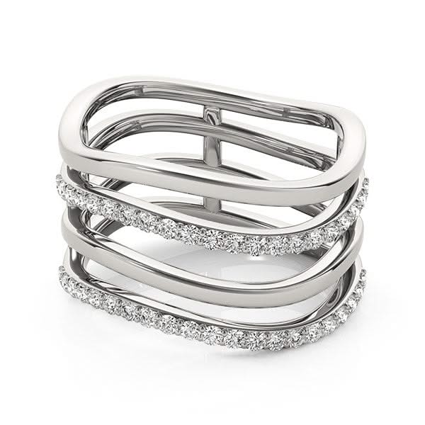 14k White Gold Multiple Band Design Ring with Diamonds (3/8 cttw) 14K white gold multiple band ring with round diamond stones