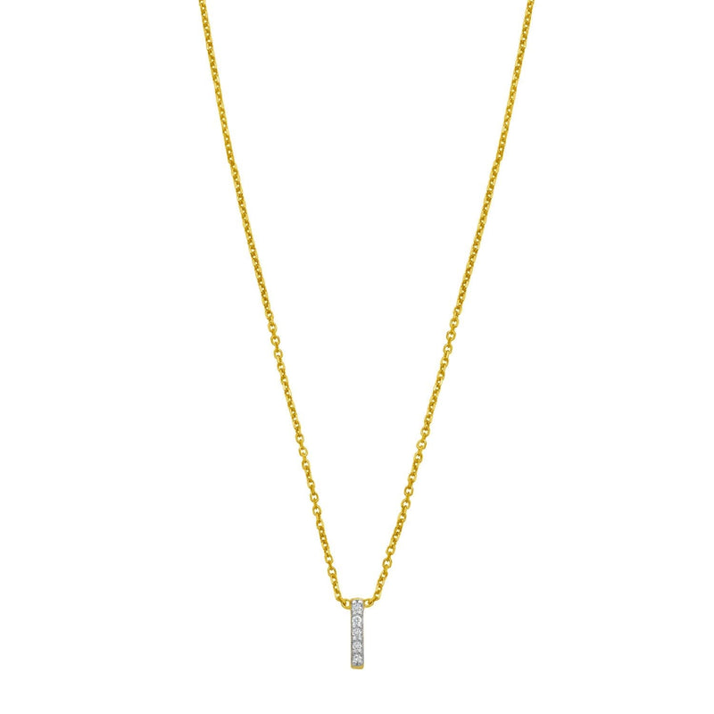14K Yellow Gold Mini Diamond I Initial Pendant Necklace 14K yellow gold initial I pendant necklace with one diamond stone