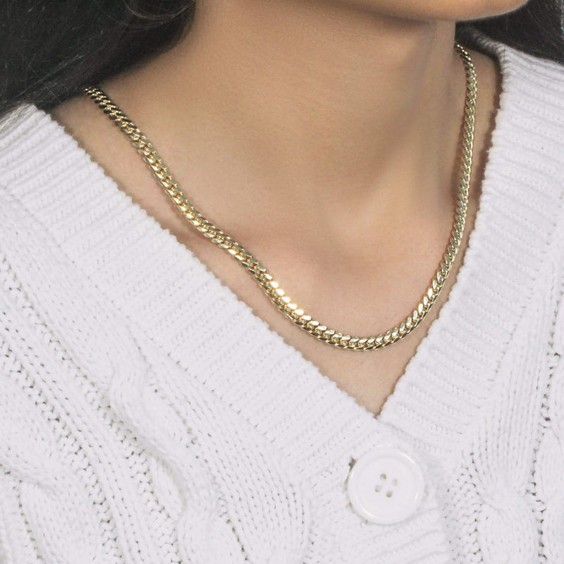 10k Yellow Gold Classic Miami Cuban Solid Chain (4.90 mm) 10K yellow gold Miami Cuban solid chain with 4.90 mm interlocking links