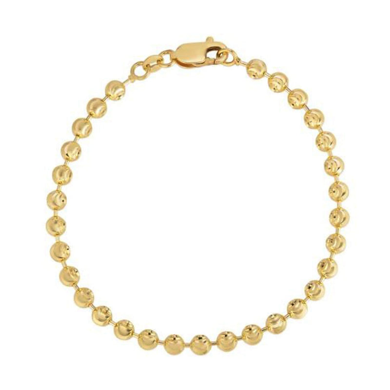 Moon Cut Bead Chain Bracelet in 14k Yellow Gold (4.00 mm) 14K yellow gold moon-cut bead chain bracelet, 4.00 mm faceted links