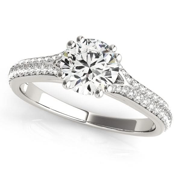 14k White Gold Double Prong Multirow Band Diamond Engagement Ring (1 1/8 cttw) Product Image