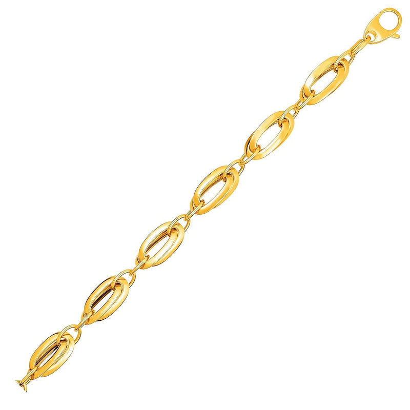 14k Yellow Gold Bracelet with Long Double Oval Links (8.20 mm) Product Image