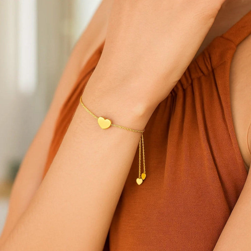 14k Yellow Gold Adjustable Heart Bracelet (0.90 mm) Product Image