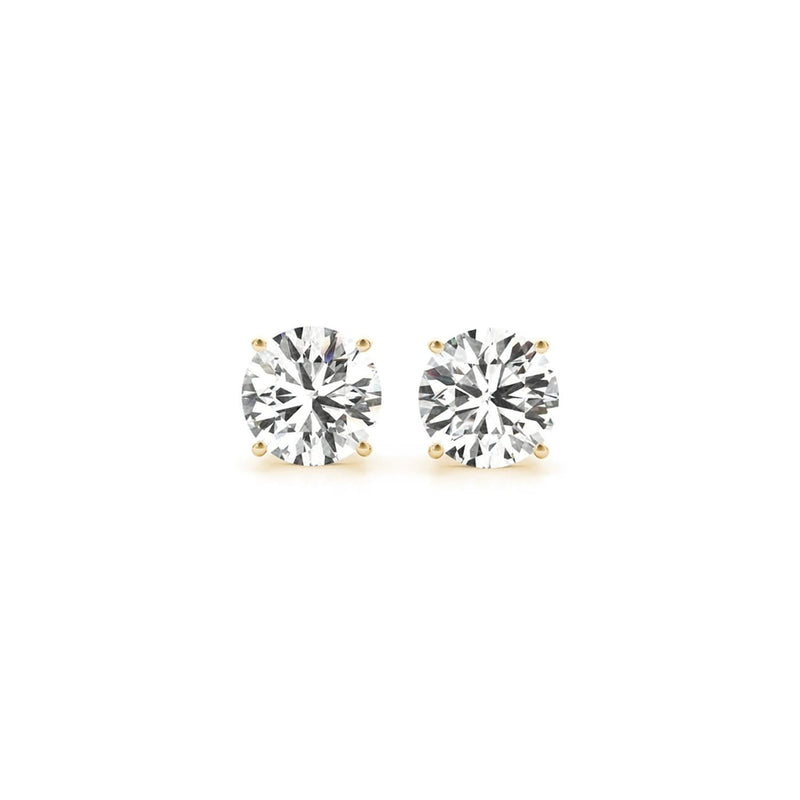 2 cttw Certified IGI Lab Grown Round Diamond Earrings 14k Yellow Gold (G/VS2) 14K yellow gold ring with round diamond center stone