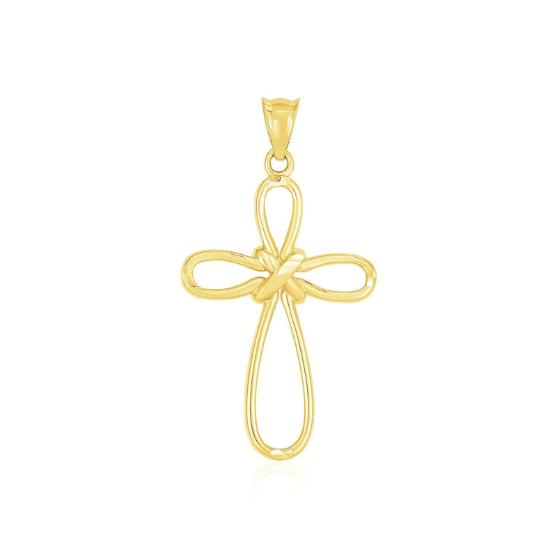14k Yellow Gold Looped Knot Style Cross Pendant Product Image