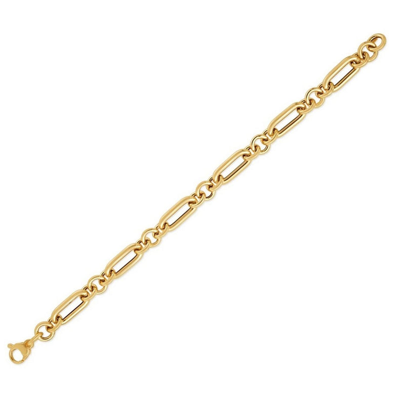 14k Yellow Gold Italian Alternating Paperclip Round Links Bracelet (8.00 mm) 14K yellow gold paperclip bracelet with alternating round and oval links