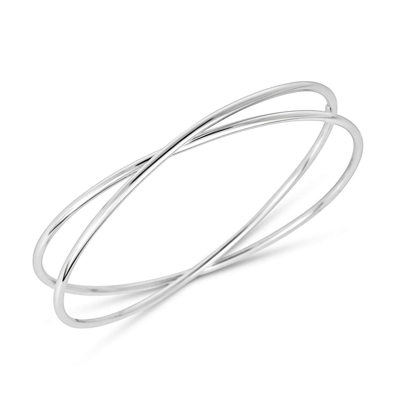 Sterling Silver Rhodium Plated Slip On Cross Over Bangle (11.10 mm) 925 sterling silver rhodium plated slip on cross over bangle, 11.10 mm