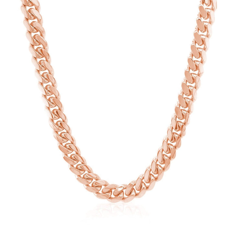 14k Rose Gold Classic Miami Cuban Solid Chain (6.10 mm) 14K rose gold Miami Cuban solid chain with interlocking 6.10 mm links