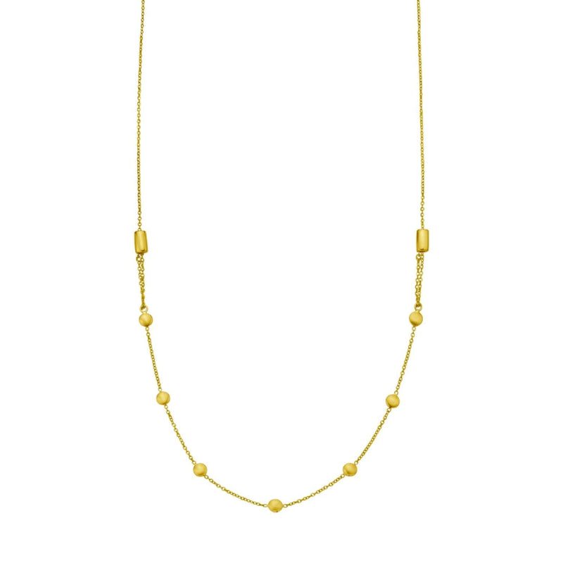 14K Yellow Gold Adjustable Bead Link Necklace 14K yellow gold adjustable bead link necklace with textured chain