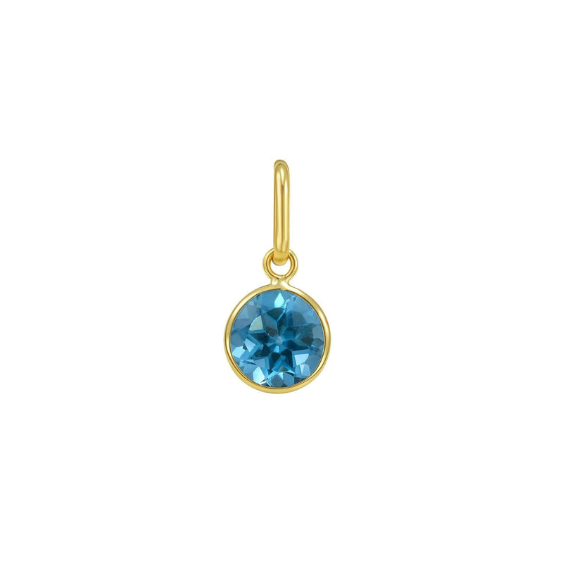 14K Yellow Gold Round Blue Topaz Charm Pendant 14K yellow gold pendant with round blue topaz stone