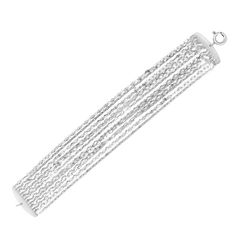Sterling Silver Rhodium Plated Multi Strand Chain Bracelet 925 sterling silver rhodium plated multi strand chain bracelet