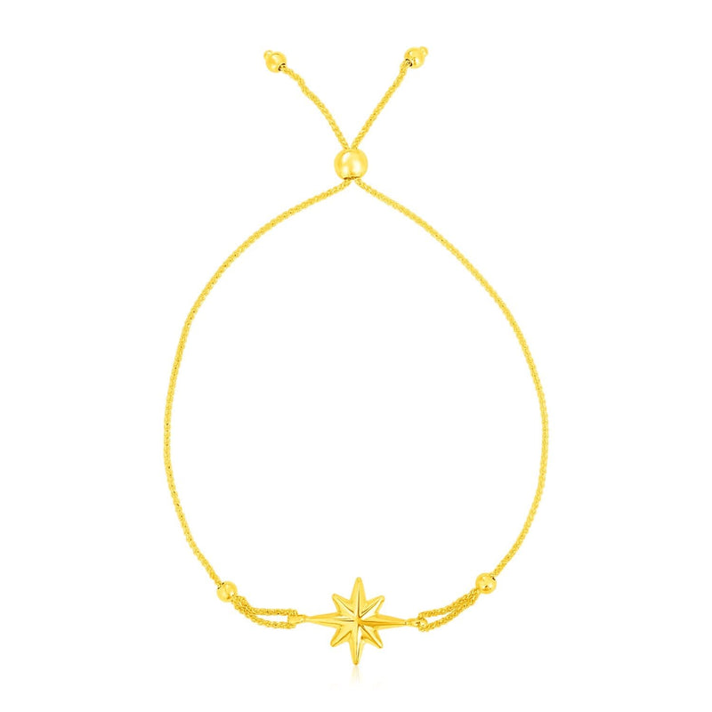 14k Yellow Gold Adjustable Bracelet with Star 14K yellow gold adjustable bracelet with star charm on a fine cable chain