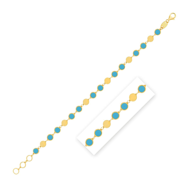 Turquoise Composite Gem Alternating Bracelet in 14K Yellow Gold (5.00 mm) 14K yellow gold bracelet with alternating turquoise gemstone links
