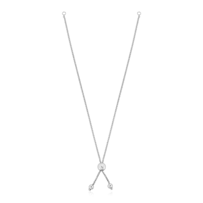 14k White Gold Adjustable Friendship Bracelet Chain with Ball Slide 14K white gold adjustable friendship bracelet chain with ball slide clasp