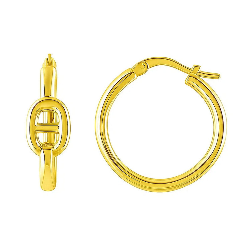 Puff Mariner Hoop Earrings in 14K Yellow Gold (21mmx20mm) 14K yellow gold puff mariner hoop earrings, 21mm by 20mm