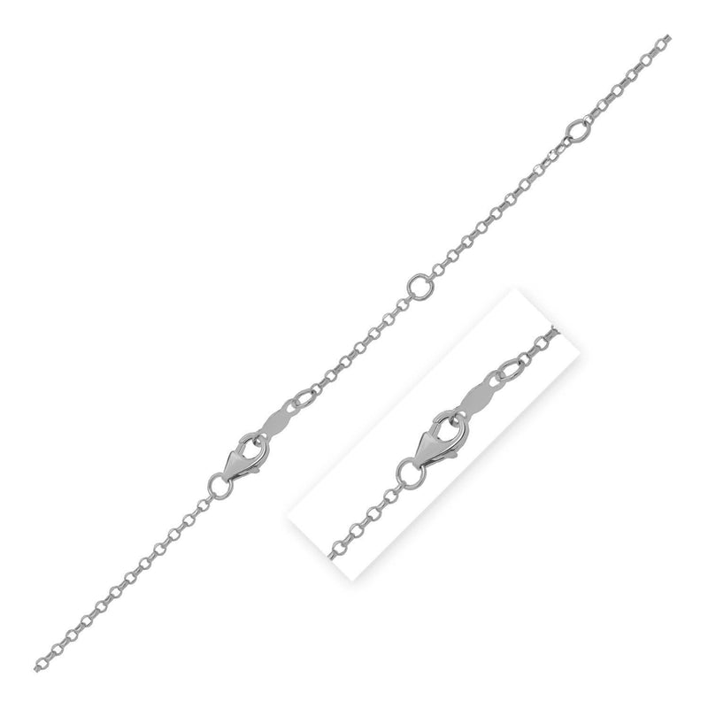 Double Extendable Cable Chain in 14k White Gold (1.40 mm) 14K white gold cable chain necklace in a fine 1.40 mm gauge