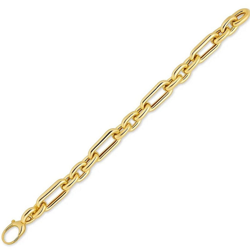 14k Yellow Gold Italian Alternating Paperclip Oval Links Bracelet (9.30 mm) 14K yellow gold paperclip bracelet with alternating oval links