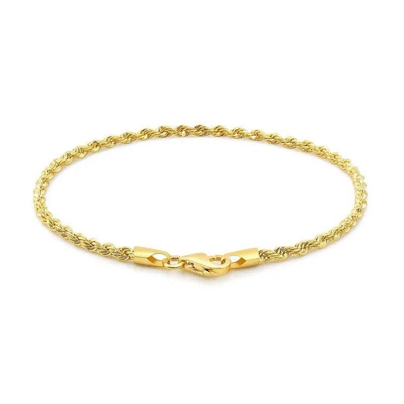10k Yellow Gold Solid Diamond Cut Rope Bracelet (2.50 mm) Product Image