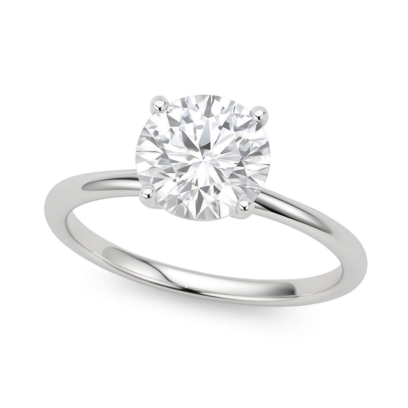 1 Carat Round Lab Grown IGI G/VS1 Diamond Solitaire Ring in 14K White Gold 14K white gold ring with 1 round diamond solitaire stone