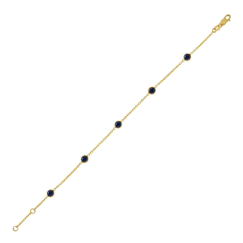 14K Yellow Gold Blue Sapphire Station Bracelet 14K yellow gold station bracelet with blue sapphire stones