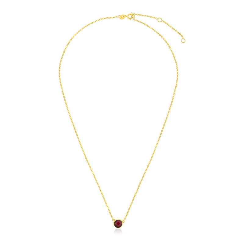 14k Yellow Gold 17 inch Necklace with Round Garnet 14K yellow gold necklace with round garnet stone on 17 inch chain