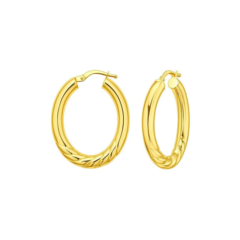 14K Yellow Gold Twisted Medium Hoop Earrings 14K yellow gold twisted medium hoop earrings with no gemstone stones