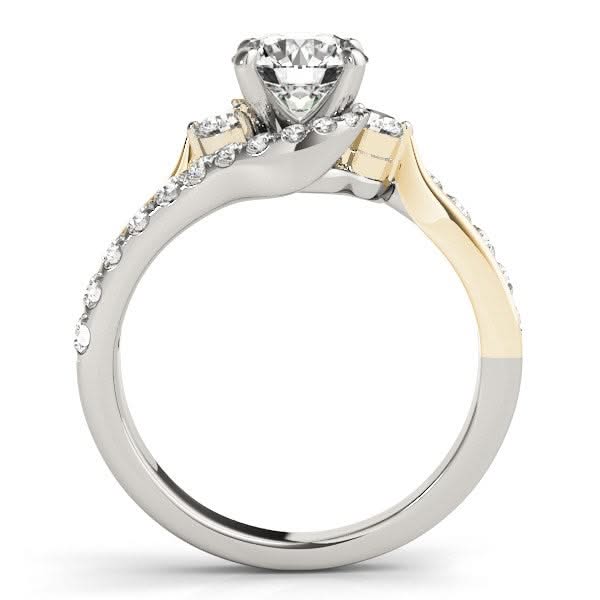 14k White And Yellow Gold Round Bypass Diamond Engagement Ring (1 1/2 cttw) Product Image