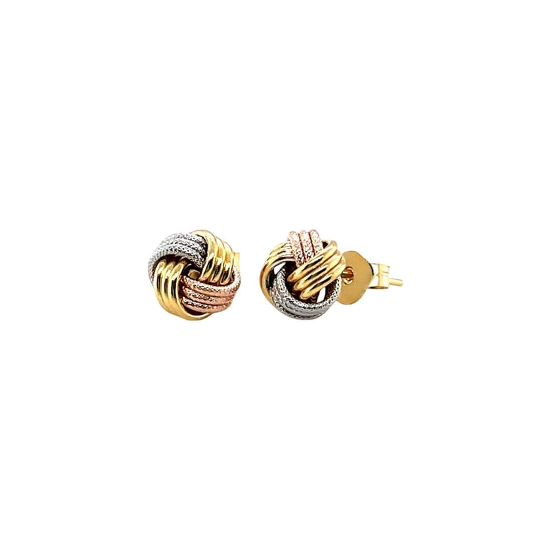 Love Knot Post Earrings in 14k Tri Color Gold Product Image