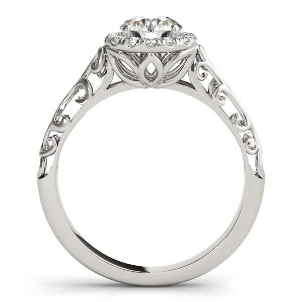 14k White Gold Halo Antique Style Round Diamond Engagement Ring (5/8 cttw) Product Image