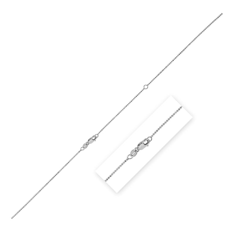 Double Extendable Bead Chain in 14k White Gold (1.00 mm) 14K white gold double extendable bead chain in a fine 1.00 mm gauge