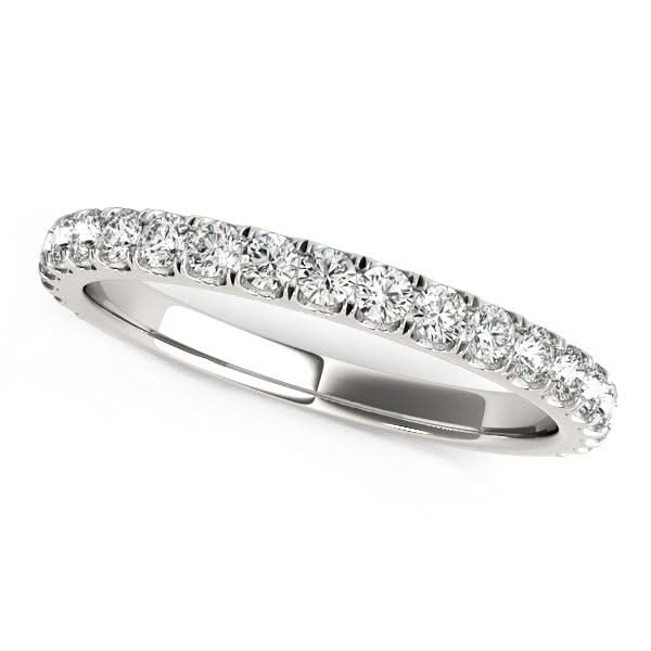 14k White Gold Round Pave Setting Diamond Wedding Band (3/8 cttw) 14K white gold ring with round pave diamond stones
