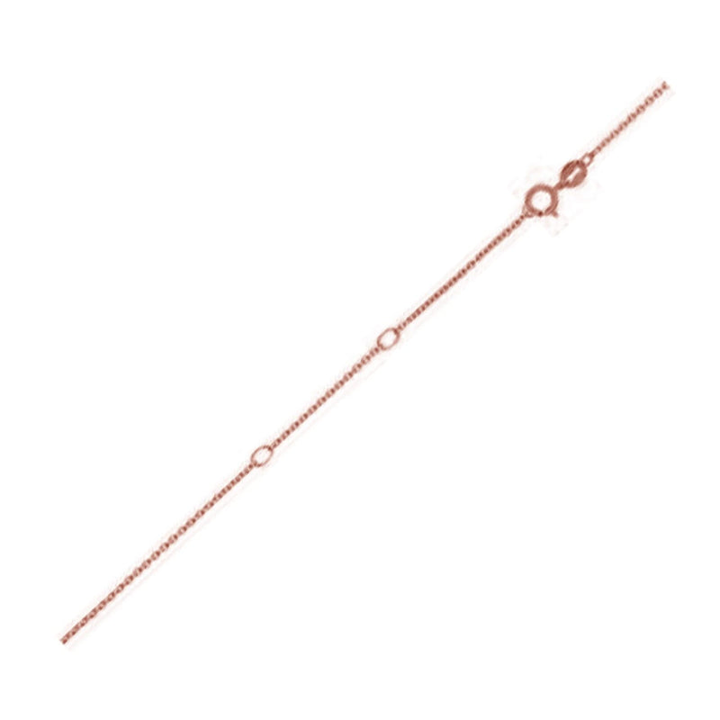 Double Extendable Diamond Cut Cable Chain in Rose Gold (0.87 mm) Rose gold diamond-cut cable chain with fine oval links, 0.87 mm gauge