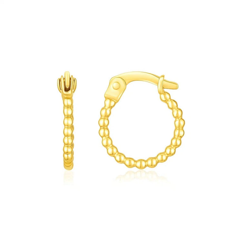 14K Yellow Gold Bead Hinged Hoop Earrings 14K yellow gold beaded hinged hoop earrings with no gemstone stones