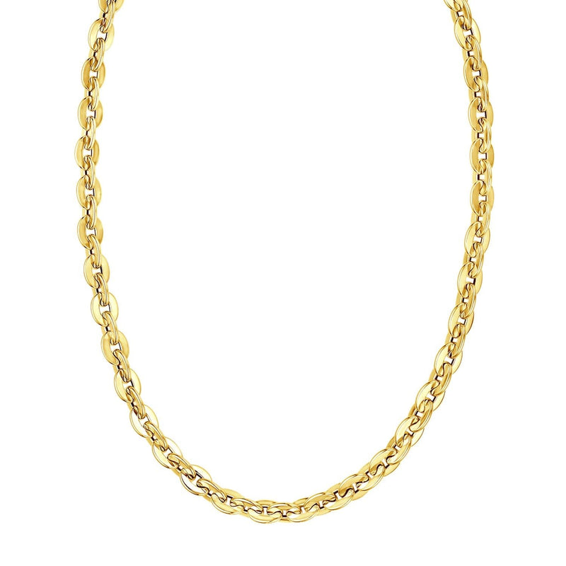 14K Yellow Gold Mirror Rolo Link Chain Necklace (7.30 mm) 14K yellow gold mirror rolo link chain necklace, 7.30 mm width