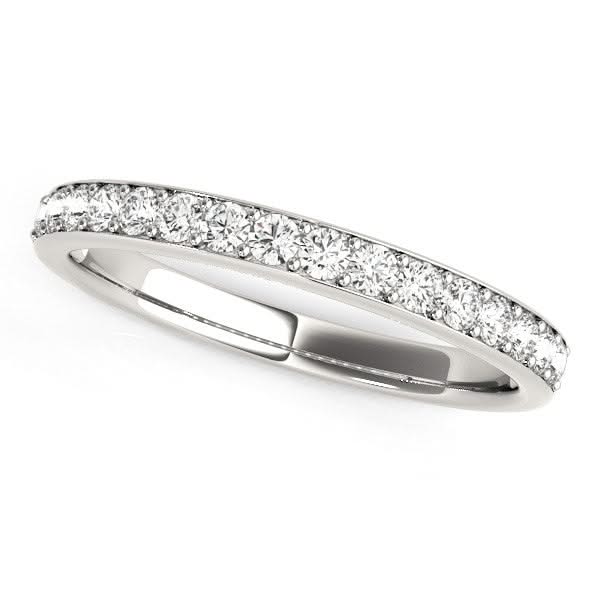 14k White Gold Prong Set Wedding Band with Diamonds (1/3 cttw) 14K white gold ring with round diamond stones in a prong setting
