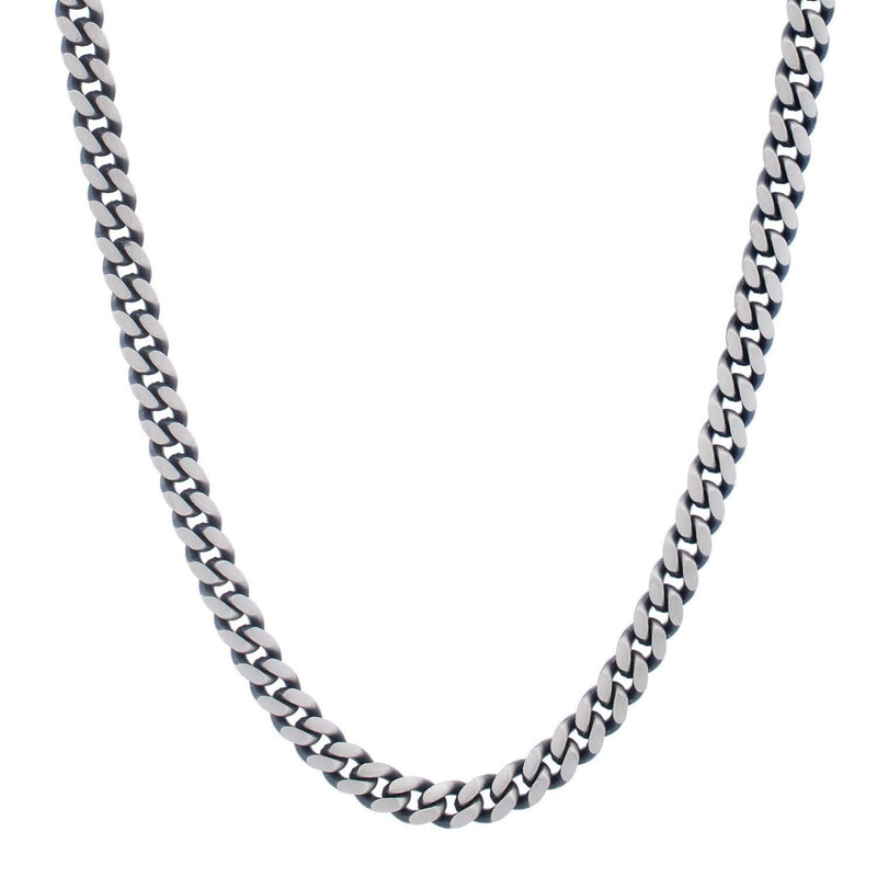 Sterling Silver Gunmetal Finish Miami Cuban Link Chain (7.00 mm) Sterling silver gunmetal finish Miami Cuban link chain 7.00 mm wide