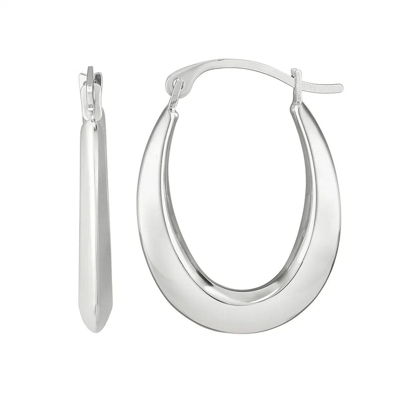10K White Gold Graduated Oval Light Weight Hoop Earrings 10K white gold graduated oval hoop earrings with tapered profile