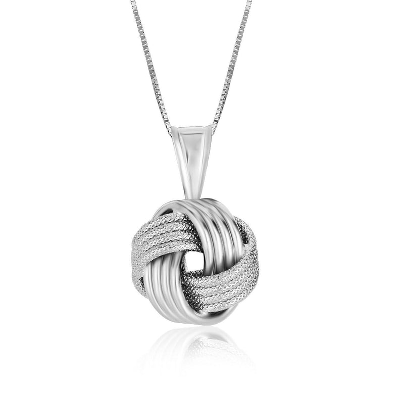 Sterling Silver Pendant with a Ridge Textured Love Knot Design 925 sterling silver love knot pendant with ridge textured design