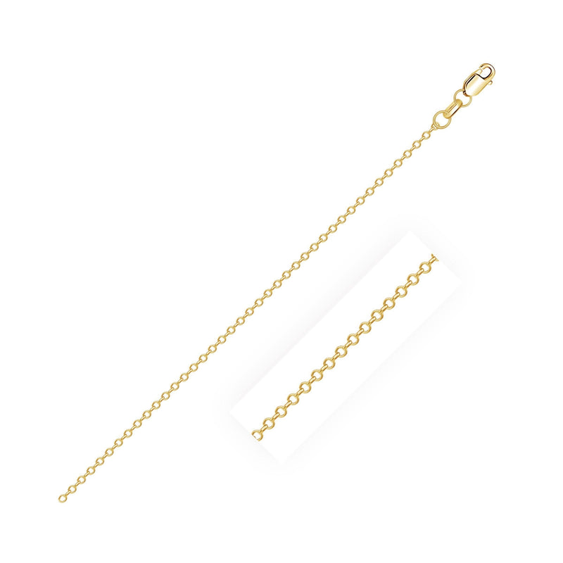18k Yellow Gold Diamond Cut Cable Link Chain (0.80 mm) 18K yellow gold cable link chain with diamond-cut faceted links