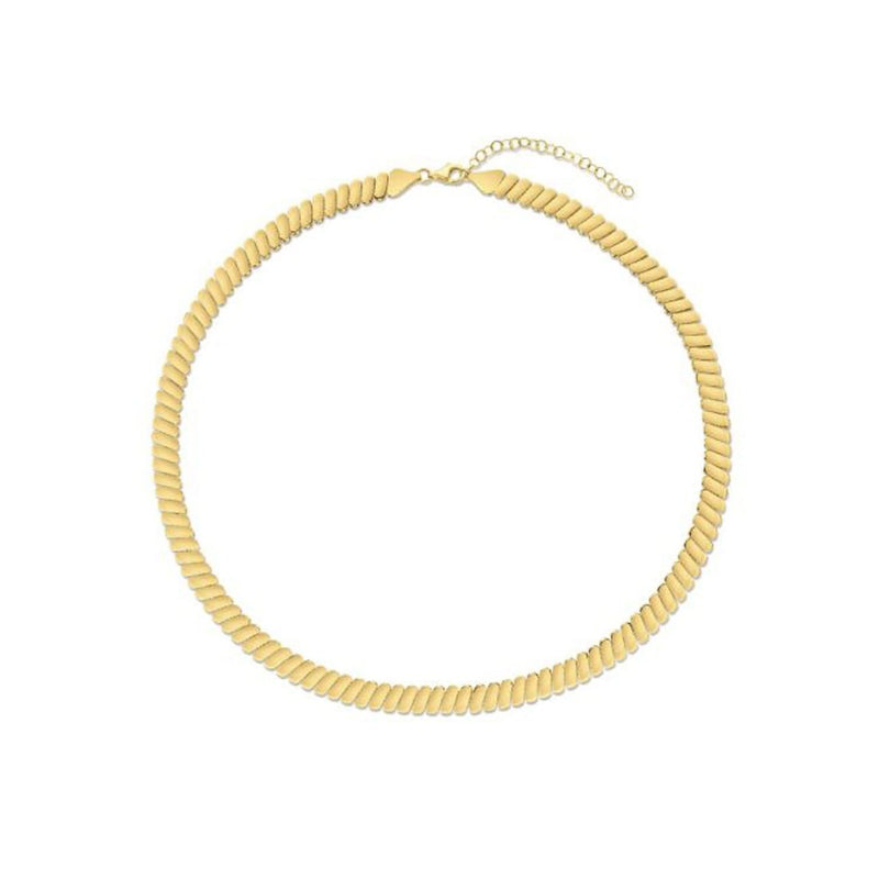 14k Yellow Gold Rib Link Necklace 14K yellow gold rib link necklace with flat ridged textured links
