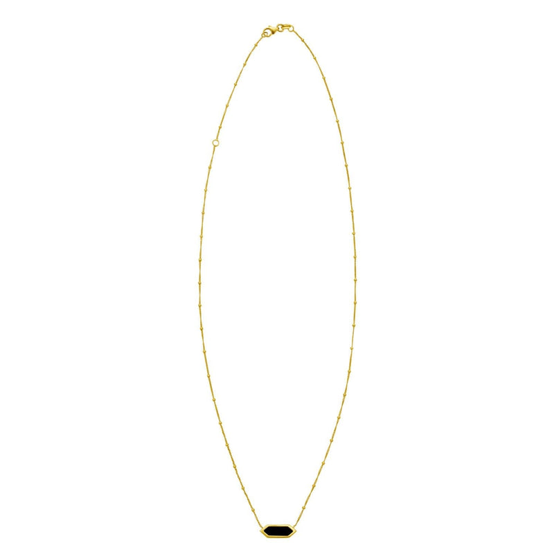 14K Yellow Gold Hexagon Onyx Pendant Necklace 14K yellow gold necklace with hexagon onyx pendant stone