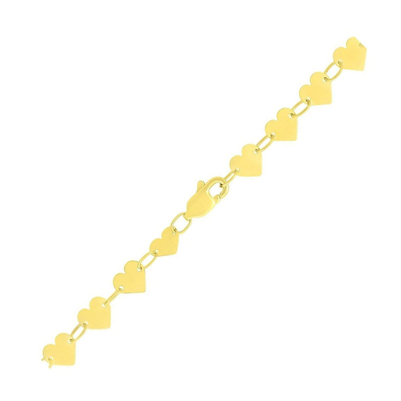 Mirror Heart Chain Bracelet in 10K Yellow Gold (4.70 mm) 10K yellow gold heart chain bracelet with linked heart-shaped elements