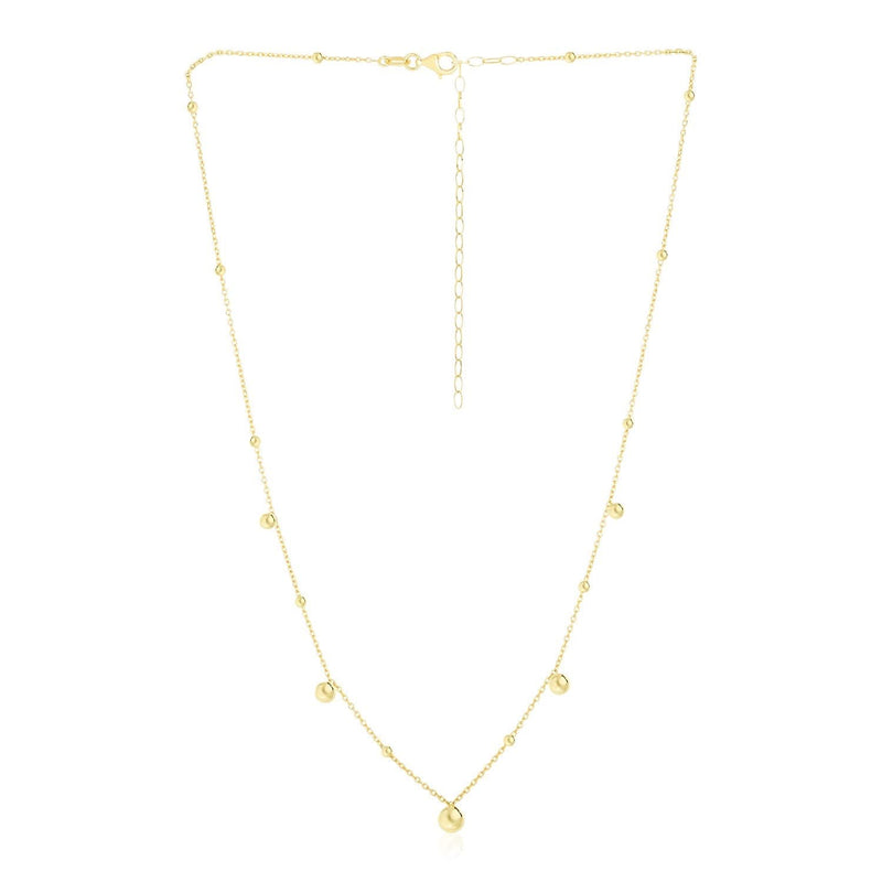 14k Yellow Gold High Polish Beaded Stations Necklace 14K yellow gold beaded stations necklace with high polish gold beads