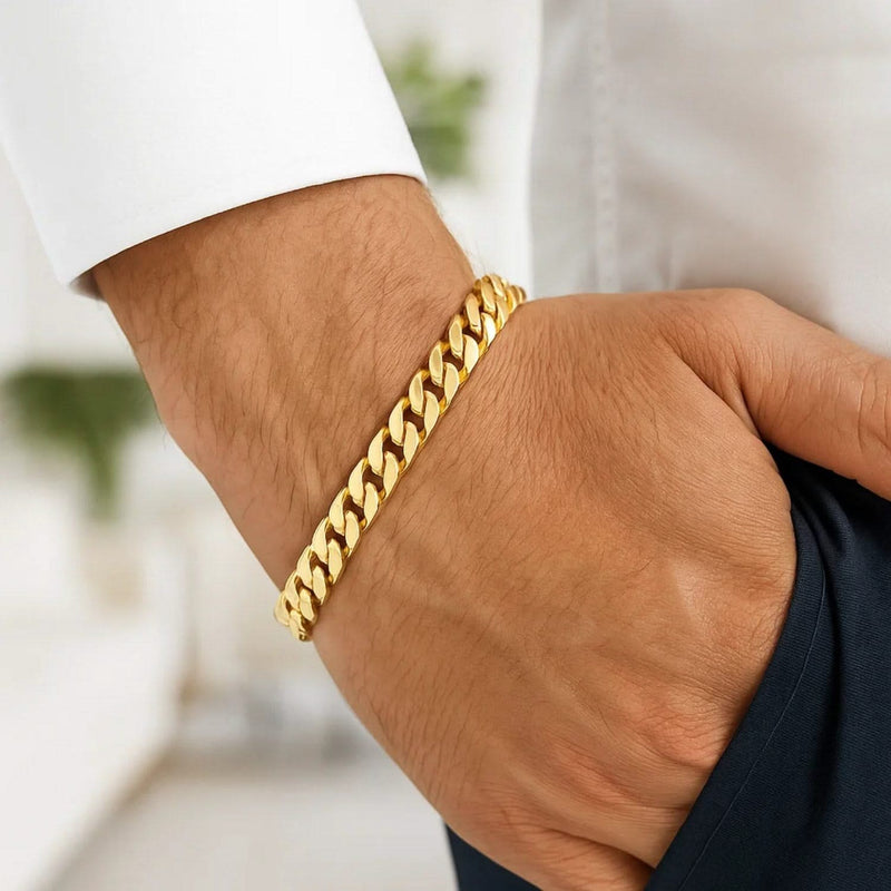 14k Yellow Gold High Polish Modern Lite Edge Bracelet (8.00 mm) Product Image