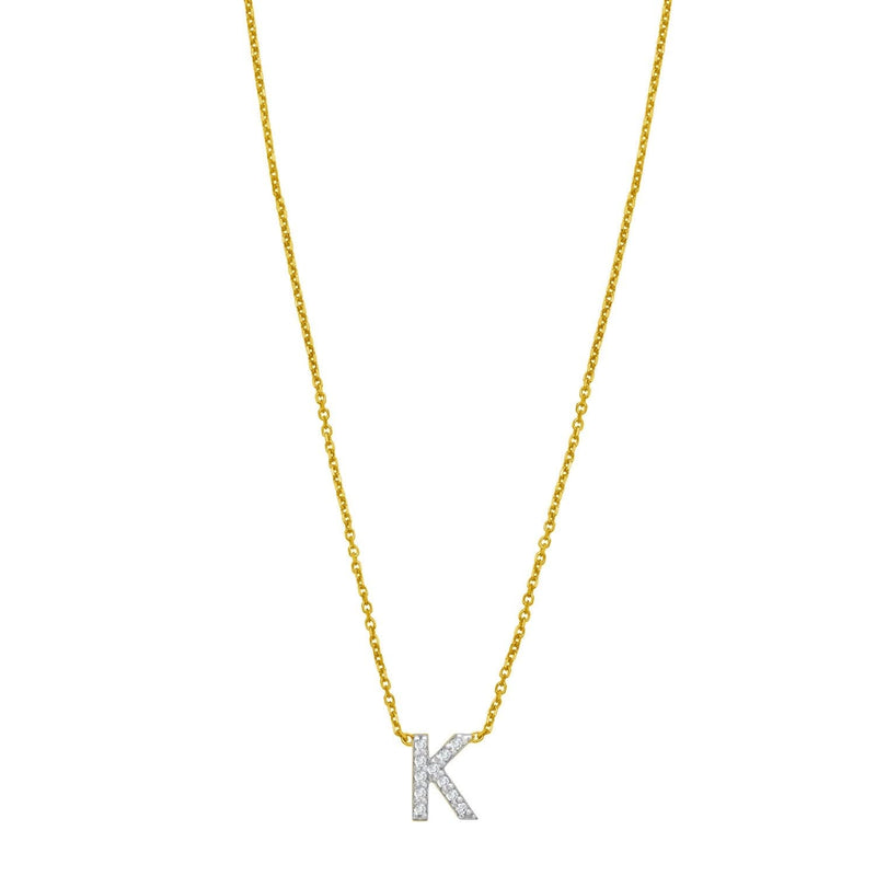 14K Yellow Gold Mini Diamond K Initial Pendant Necklace 14K yellow gold K initial necklace with mini diamond accent