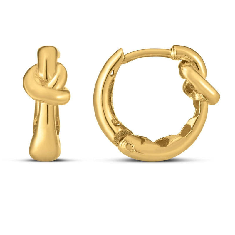14k Yellow Gold Love knot Hoops 14K yellow gold love knot ring with twisted double band